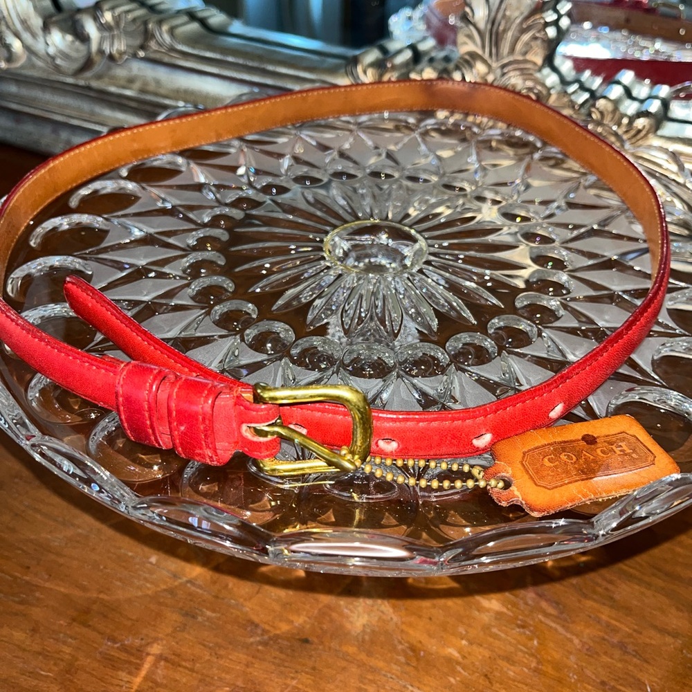 Coach Vintage Red Belt with Gold-Tone Buckle